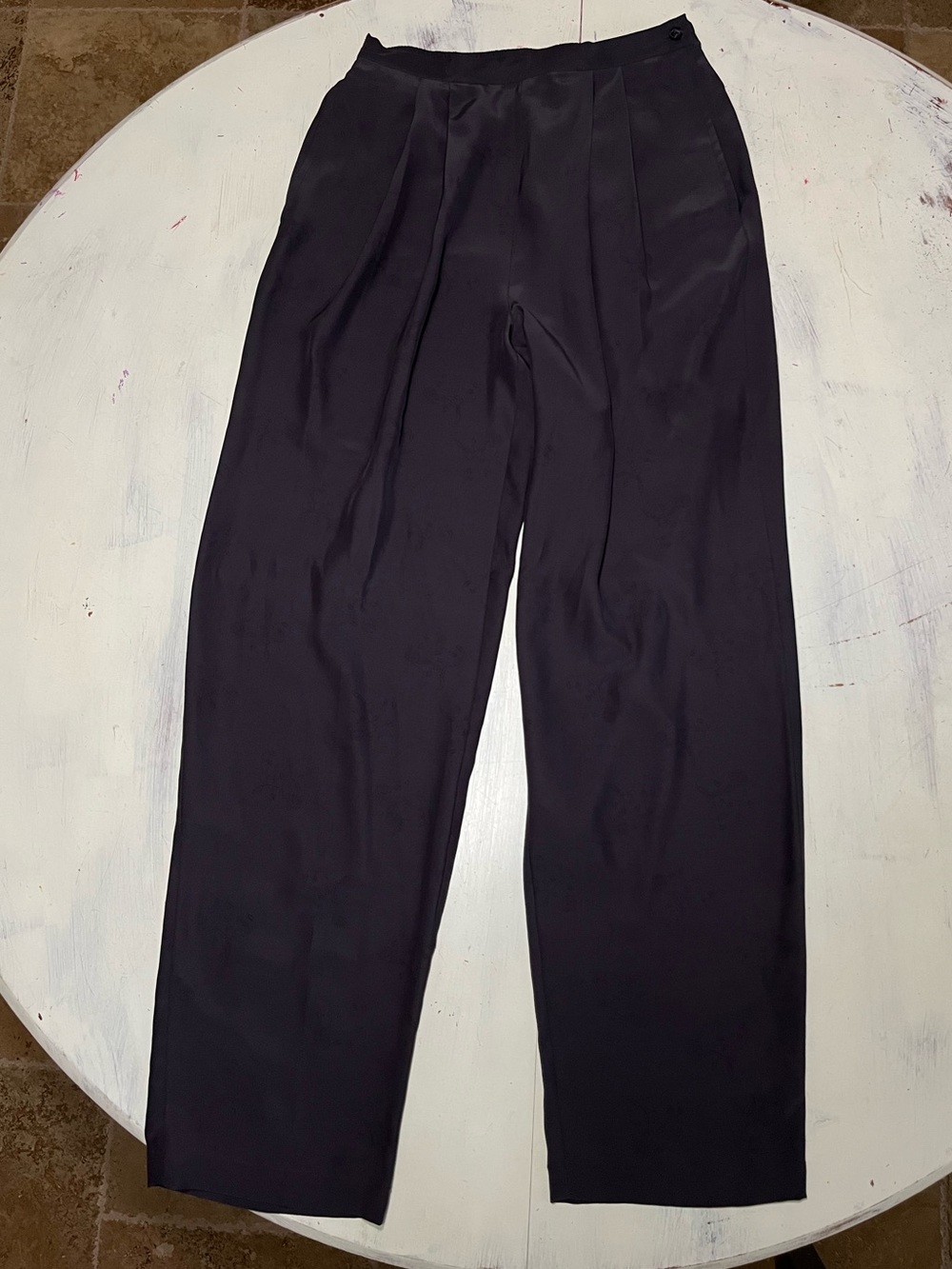 Vintage 100% Silk High Rise Pleated Front Trouser Pants by Loose Threads Sz M